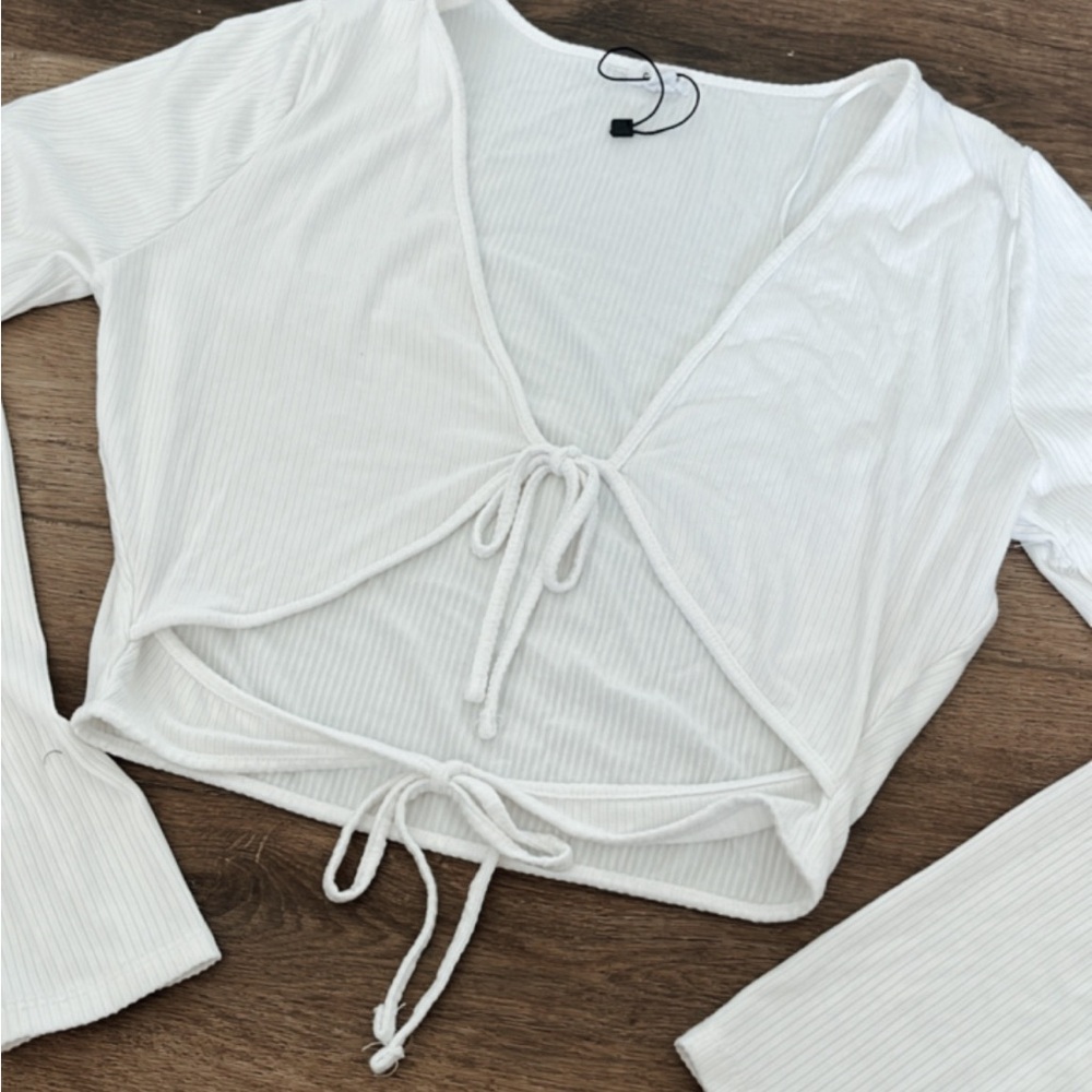 Garage white long sleeve tie shirt.